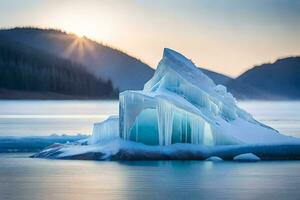 ijsbergen in de zon. ai-gegenereerd foto