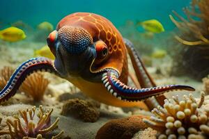 een kleurrijk Octopus is zwemmen in de oceaan. ai-gegenereerd foto