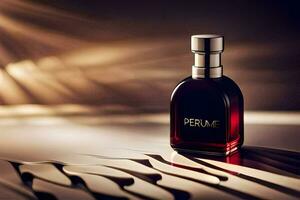 Hermes parfum fles Aan een tafel. ai-gegenereerd foto