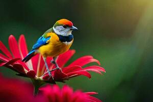 foto behang de lucht, vogel, bloemen, de zon, vogel, bloemen, de zon,. ai-gegenereerd