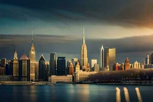de nieuw york stad horizon is gezien in deze foto. ai-gegenereerd foto