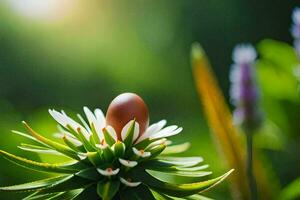 een ei Aan een bloem. ai-gegenereerd foto