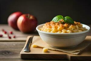 macaroni en kaas in een schaal. ai-gegenereerd foto