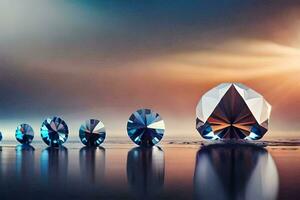 een groep van diamanten in de vorm van een diamant. ai-gegenereerd foto