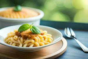 macaroni en kaas in een schaal. ai-gegenereerd foto