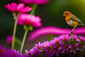 foto behang bloemen, de vogel, de bloem, de vogel, de bloem, de vogel,. ai-gegenereerd