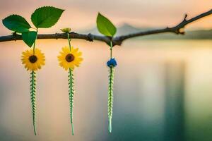 foto behang de lucht, de zon, de water, de bomen, de bloemen, de water. ai-gegenereerd