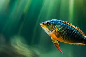 een kleurrijk vis zwemmen in de water. ai-gegenereerd foto