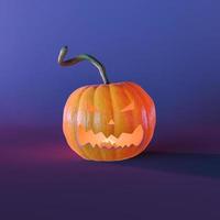 pompoen met halloween-gezicht en een kaars die de binnenkant verlicht foto
