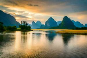 de li rivier- in China. ai-gegenereerd foto