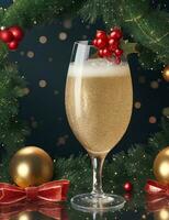 ai generatief Champagne en Kerstmis decoraties foto