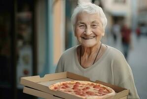 foto van Italiaans oud vrouw lachend. genereren ai