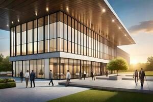 de nieuw kantoor gebouw Bij de Universiteit van Texas Bij Austin. ai-gegenereerd foto