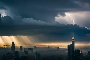 een stormachtig dag in nieuw york stad. ai-gegenereerd foto