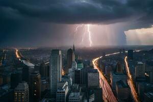 bliksem stakingen over- nieuw york stad. ai-gegenereerd foto