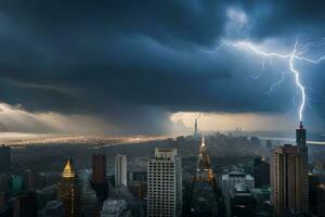 bliksem stakingen over- nieuw york stad. ai-gegenereerd foto