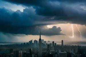 een stormachtig dag in nieuw york stad. ai-gegenereerd foto