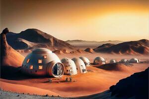 Mars menselijk kolonie ai gegenereerd illustratie foto