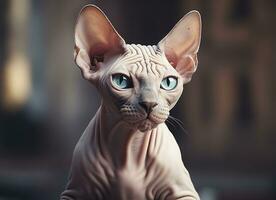 mooi foto sphynx kat concept, hedendaags natuurlijk en humeur sociaal achtergrond. generatief ai