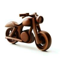 ai gegenereerd geïsoleerd houten speelgoed motocycle foto