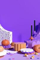 halloween verticaal Product Scherm achtergrond. 3d weergave. foto