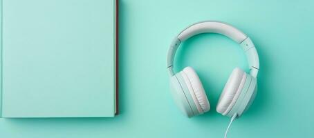 ai gegenereerd musical aan het leren vrije tijd audio koptelefoon leerboek boek technologie stereo uitrusting geluid oortelefoons achtergrond aan het studeren literatuur luister concept bibliotheek onderwijs informatie Universiteit foto