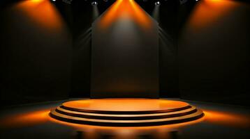 abstract producten Scherm podium met kleurrijk 3d renderen podium staan naar tonen Scherm illustratie generatief ai foto