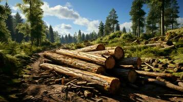 vers besnoeiing natuurlijk logboeken van bomen Bij loggen plaats in de Woud foto