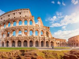 realistisch adembenemend schot van de colosseum amfitheater gelegen in Rome, Italië. ai-gegenereerd. foto