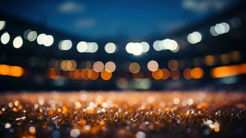 abstract bokeh van stadion Bij nacht, onscherp achtergrond. foto