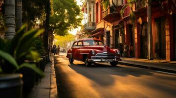 oud Amerikaans auto Aan de straat in havanna, Cuba. foto