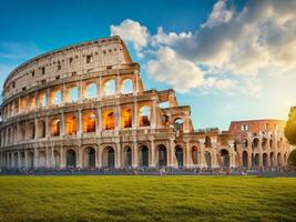 realistisch adembenemend schot van de colosseum amfitheater gelegen in Rome, Italië. ai-gegenereerd. foto