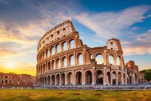 realistisch adembenemend schot van de colosseum amfitheater gelegen in Rome, Italië. ai-gegenereerd. foto