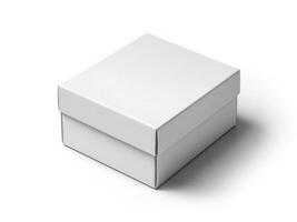 wit karton doos sjabloon geïsoleerd Aan wit achtergrond. ai generatief foto