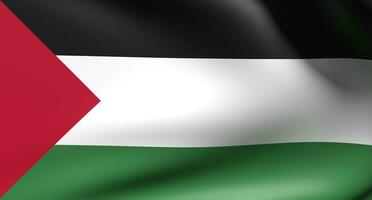 golvend vlag van Palestina. 3d vlag van Palestina. 3d renderen foto