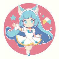 magisch meisje sticker cosplay anime stijl chibi illustratie foto