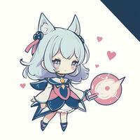 magisch meisje sticker cosplay anime stijl chibi illustratie foto