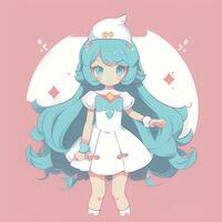 magisch meisje sticker cosplay anime stijl chibi illustratie foto