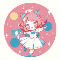 magisch meisje sticker cosplay anime stijl chibi illustratie foto