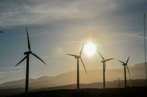 een veld- met windmolens foto