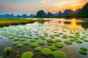 de li rivier- in China. ai-gegenereerd foto