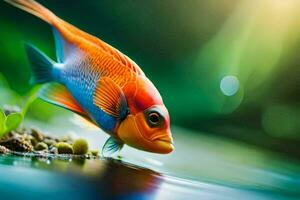 een vis met helder kleuren is zwemmen in de water. ai-gegenereerd foto