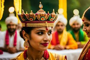 Indisch bruiloft ceremonie in Bangalore. ai-gegenereerd foto