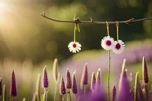 foto behang de zon, bloemen, de veld, de veld, de veld, de veld,. ai-gegenereerd