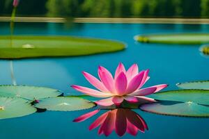 roze lotus bloem in de water. ai-gegenereerd foto