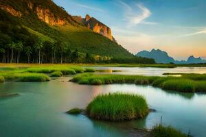 de landschap van de rivier. ai-gegenereerd foto