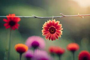 foto behang de zon, bloemen, de veld, de zon, de veld, de zon,. ai-gegenereerd