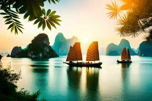 Vietnam is een mooi land met veel eilanden en bergen. ai-gegenereerd foto