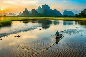 de li rivier- in China. ai-gegenereerd foto