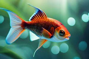 een vis met helder oranje en wit strepen. ai-gegenereerd foto